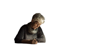 Silver-Haired Writer Vinyl Car Decal Sticker – Waterproof & UV-Resistant 5.4