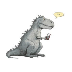 Dinosaur Texting Vinyl Car Decal Sticker – Waterproof & UV-Resistant 3.4133333333333336"