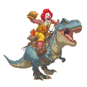 Ronald On Dino Vinyl Car Decal Sticker – Waterproof & UV-Resistant 3.4133333333333336"