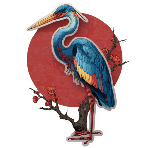 Japanese Heron Sticker Vinyl Car Decal Sticker – Waterproof & UV-Resistant 3.4133333333333336"