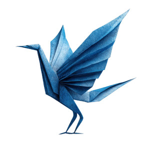 Blue Origami Bird Vinyl Car Decal Sticker – Waterproof & UV-Resistant 3.4133333333333336"