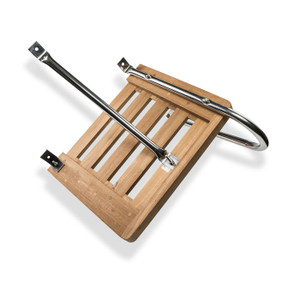 Premium Teakwood Dock Platform Ladder | Stainless Steel Handrails | Permanent Mount | For Boats with Outboard Motors