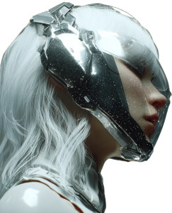 Futuristic Ghostpunk Woman Vinyl Car Decal Sticker – Waterproof & UV-Resistant 3.946666666666666