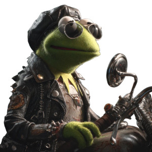 Biker Kermit Vinyl Car Decal Sticker – Waterproof & UV-Resistant 3.4133333333333336"