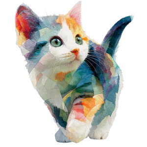Kaleidochromic Kitten Vinyl Car Decal Sticker – Waterproof & UV-Resistant 3.4133333333333336"