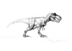 Rex Dinosaur Sketch Vinyl Car Decal Sticker – Waterproof & UV-Resistant 3.0933333333333333"