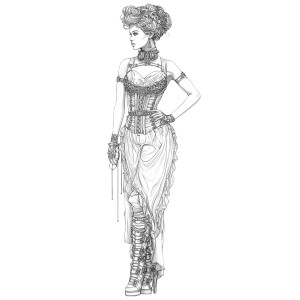 Steampunk Lady Illustration Vinyl Car Decal Sticker – Waterproof & UV-Resistant 6.826666666666667"