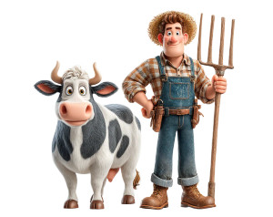 Happy Farmer Cow Vinyl Car Decal Sticker – Waterproof & UV-Resistant 3.253333333333333