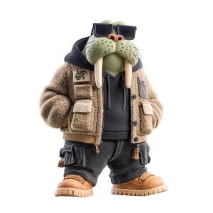 Stylized Green Walrus Vinyl Car Decal Sticker – Waterproof & UV-Resistant 3.4133333333333336"