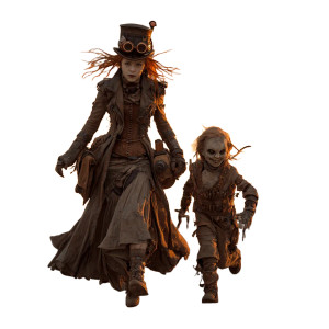 Steampunk Villain Duo Vinyl Car Decal Sticker – Waterproof & UV-Resistant 6.826666666666667"