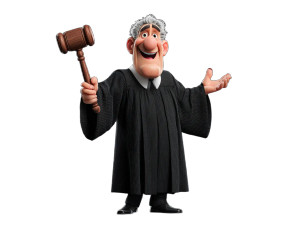 Cheerful Cartoon Judge Vinyl Car Decal Sticker – Waterproof & UV-Resistant 6.1866666666666665"