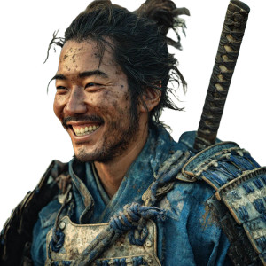 Young Samurai Grinning Vinyl Car Decal Sticker – Waterproof & UV-Resistant 3.4133333333333336"