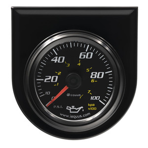 Equus 6000 Series Oil Pressure Gauge | Full Sweep Mechanical Analog Gauge 0-100 PSI | Black Face/Black Bezel/Orange Needle | Back Lit Illumination Equus 6000 Series Oil Pressure Gauge | Full Sweep Mechanical Analog Gauge 0-100 PSI | Black Face/Black Bezel/Orange Needle | Back Lit Illumination