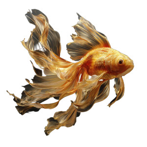 Golden Fish V2 Vinyl Car Decal Sticker – Waterproof & UV-Resistant 3.4133333333333336"