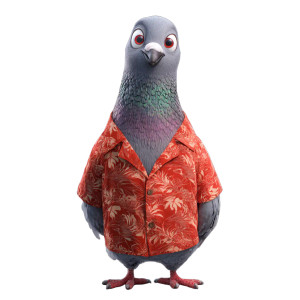 Anthropomorphic Pigeon Character Vinyl Car Decal Sticker – Waterproof & UV-Resistant 6.826666666666667"