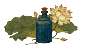 Blue Lotus Oil Bottle Vinyl Car Decal Sticker – Waterproof & UV-Resistant 2.72"