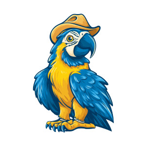 Cheerful Macaw Mascot Vinyl Car Decal Sticker – Waterproof & UV-Resistant 3.4133333333333336"