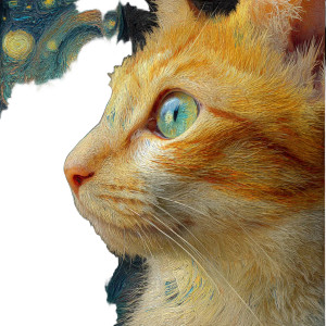 Van Gogh Cat V6 Vinyl Car Decal Sticker – Waterproof & UV-Resistant 3.4133333333333336"