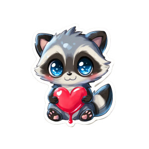 Kawaii Raccoon Tattoo Vinyl Car Decal Sticker – Waterproof & UV-Resistant 3.4133333333333336"