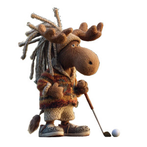 Dreadlock Moose Golfing Vinyl Car Decal Sticker – Waterproof & UV-Resistant 3.4133333333333336"