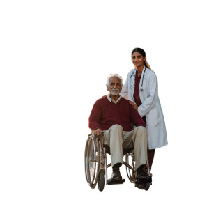 Elderly Man And Doctor Vinyl Car Decal Sticker – Waterproof & UV-Resistant 3.4133333333333336"