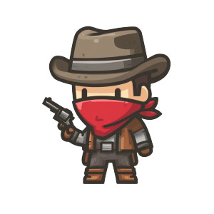 Chibi Cowboy Icon Vinyl Car Decal Sticker – Waterproof & UV-Resistant 3.4133333333333336"