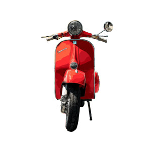 Red Vespa Rider Vinyl Car Decal Sticker – Waterproof & UV-Resistant 3.4133333333333336"