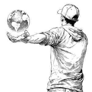 Man Holding World Vinyl Car Decal Sticker – Waterproof & UV-Resistant 3.4133333333333336"