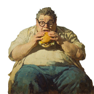 Fat Man Eating V3 Vinyl Car Decal Sticker – Waterproof & UV-Resistant 3.4133333333333336"