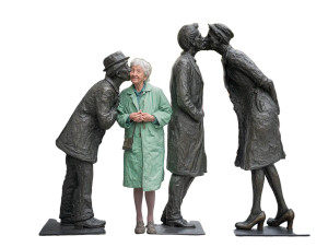 Woman With Bronze Statues Vinyl Car Decal Sticker – Waterproof & UV-Resistant 3.0933333333333333"