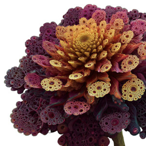 Fractal Dahlia Vinyl Car Decal Sticker – Waterproof & UV-Resistant 3.4133333333333336"