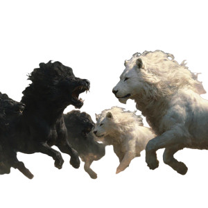 Wolves Vs Lions Vinyl Car Decal Sticker – Waterproof & UV-Resistant 3.4133333333333336"