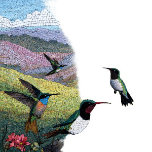 Hummingbird Glass Mosaic Vinyl Car Decal Sticker – Waterproof & UV-Resistant 3.4133333333333336"