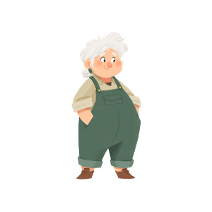 Old Lady Overalls Vinyl Car Decal Sticker – Waterproof & UV-Resistant 3.4133333333333336"