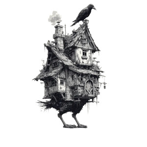 Baba Yaga'S House Vinyl Car Decal Sticker – Waterproof & UV-Resistant 3.4133333333333336"
