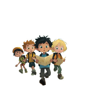 Children Exploring Jungle Vinyl Car Decal Sticker – Waterproof & UV-Resistant 3.4133333333333336"