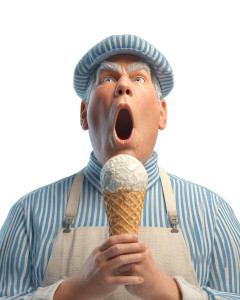 Man Eating Ice Cream Vinyl Car Decal Sticker – Waterproof & UV-Resistant 4.0"