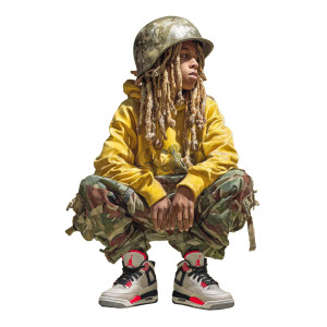 Stylized Young Soldier Vinyl Car Decal Sticker – Waterproof & UV-Resistant 3.4133333333333336"