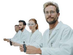 Lab Researchers Observing Vinyl Car Decal Sticker – Waterproof & UV-Resistant 6.1866666666666665"