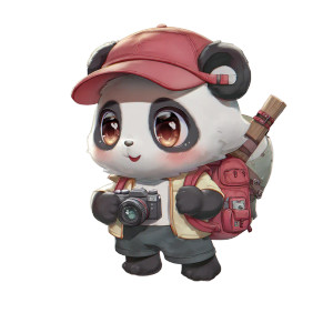 Chibi Panda Tourist Vinyl Car Decal Sticker – Waterproof & UV-Resistant 3.4133333333333336"