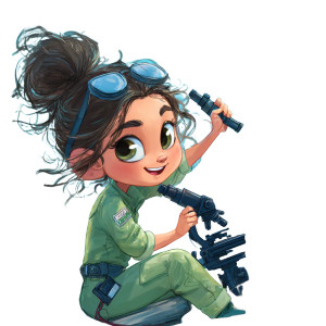 Brunette Scientist Flying Vinyl Car Decal Sticker – Waterproof & UV-Resistant 3.4133333333333336"