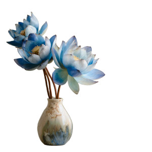 Blue Lotus Vase Vinyl Car Decal Sticker – Waterproof & UV-Resistant 6.826666666666667"