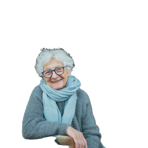 Smiling Elderly Woman V19 Vinyl Car Decal Sticker – Waterproof & UV-Resistant 3.4133333333333336"