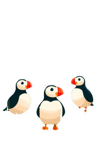Colorful Cartoon Puffins Vinyl Car Decal Sticker – Waterproof & UV-Resistant 8.96"