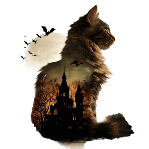 Spooky Castle Cat Vinyl Car Decal Sticker – Waterproof & UV-Resistant 3.4133333333333336"