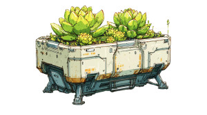 Futuristic Cactus Pot Vinyl Car Decal Sticker – Waterproof & UV-Resistant 2.72"