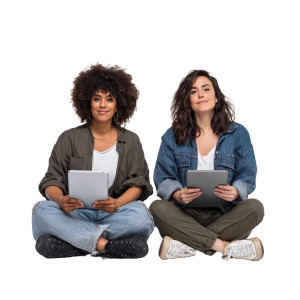 Latina Women With Tablets Vinyl Car Decal Sticker – Waterproof & UV-Resistant 6.826666666666667"