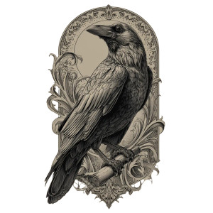 Tattoo Style Raven Vinyl Car Decal Sticker – Waterproof & UV-Resistant 6.826666666666667"