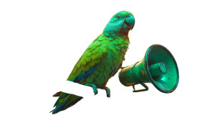 Neon Parrot Megaphone Vinyl Car Decal Sticker – Waterproof & UV-Resistant 2.72"