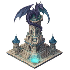 Angry Dragon Tower Vinyl Car Decal Sticker – Waterproof & UV-Resistant 3.4133333333333336"